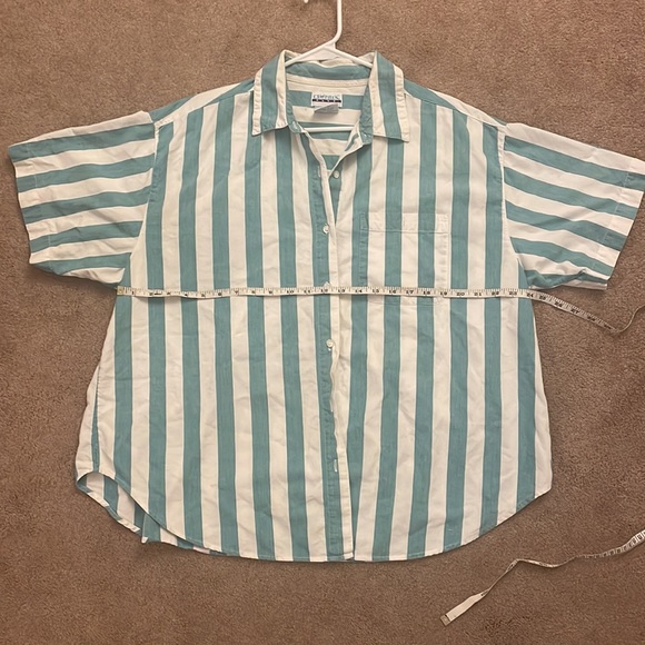 Mint & White Striped Beach Cotton Button Down - Picture 3 of 10